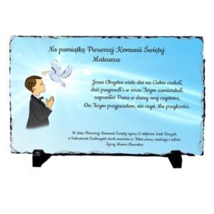 Granit z nadrukiem na Komunię Świętą dla chłopca