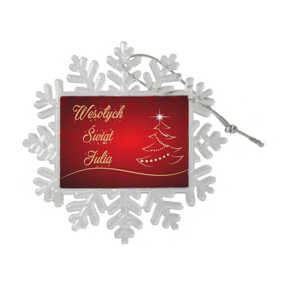 Bombka śnieżynka plastikowa z własnym zdjęciem - obrazek 2