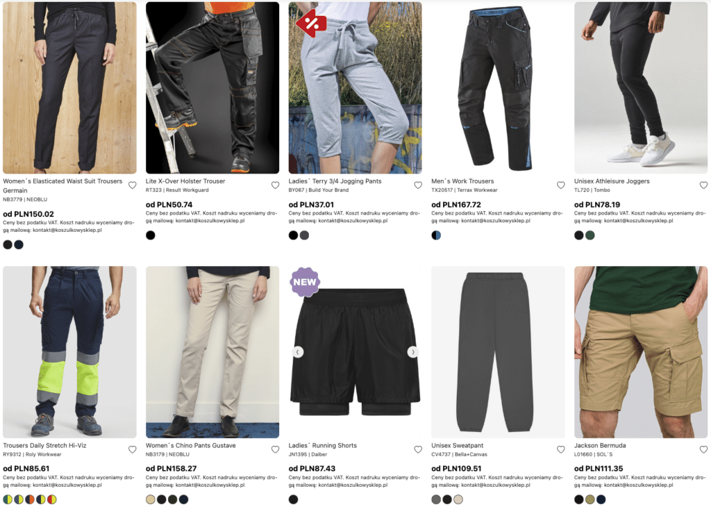 Spodnie - katalog produktów